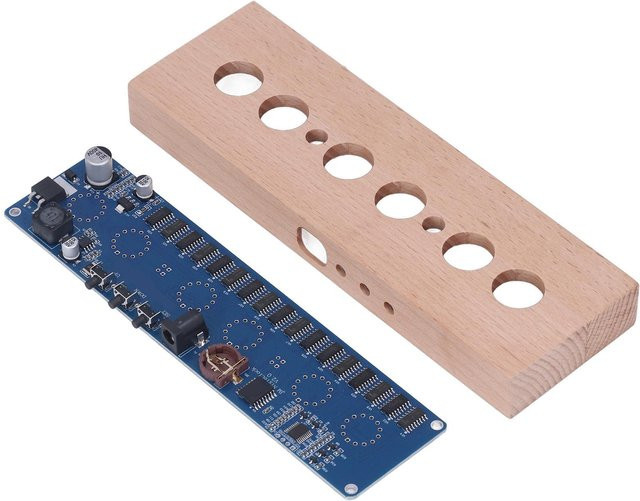 TOMTOP JMS DIY-Kit Nixieruhr mit blauen IN14-Röhren und Holzgehäuse für deine Heimdekoration - Bild 1