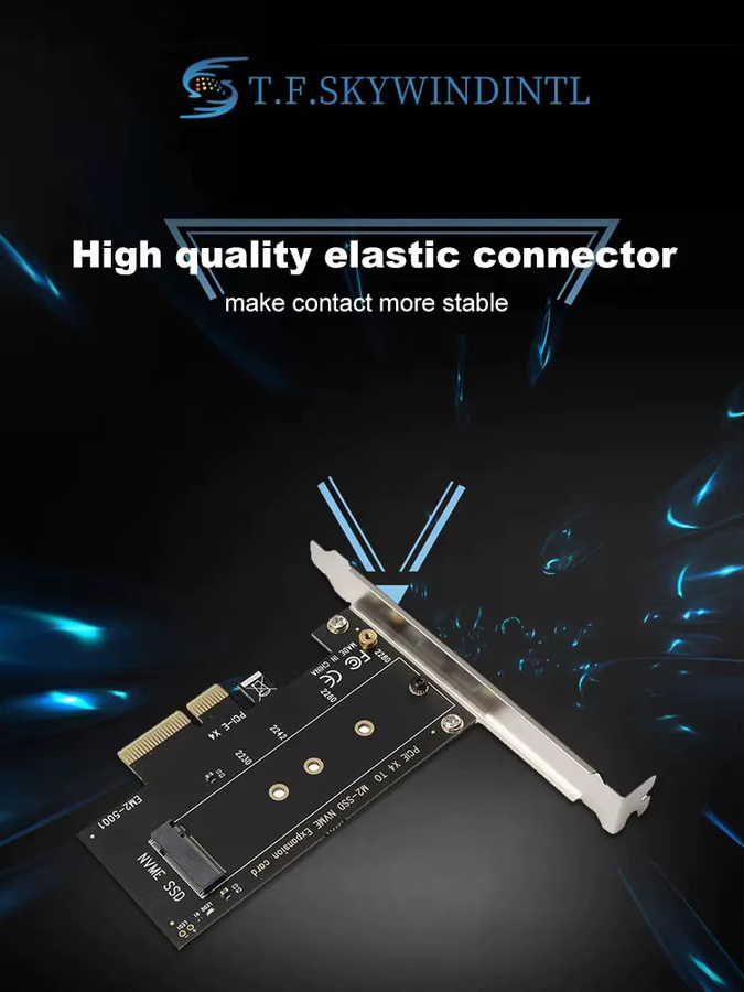 T.F.SKYWINDINTL PCIe zu M.2 NVMe SSD Adapter Karte in Schwarz für M-Key SSDs 2230-2280 - Bild 7