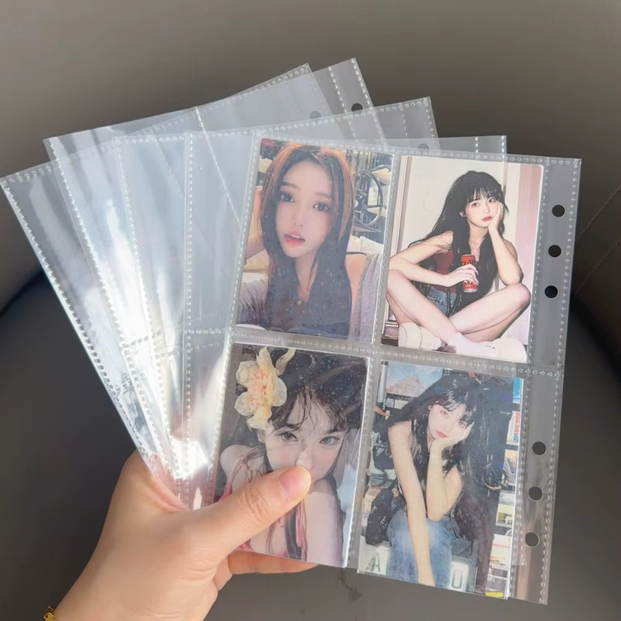 Transparente 4-Taschen-Ordner für Fotokarten und K-Pop-Fotoalben mit 6/3-Loch-Innenseiten aus Kunststoff - Bild 2