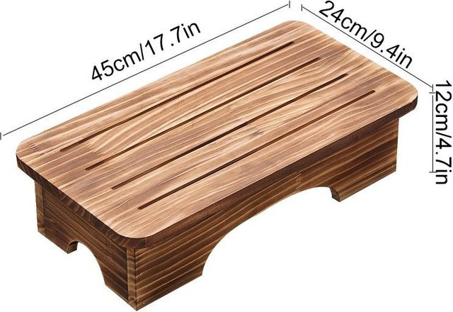 Home Time Holz Hocker in Braun als rutschfeste Fußstütze für Wohnzimmer, Badezimmer oder Kinderzimmer - Bild 1