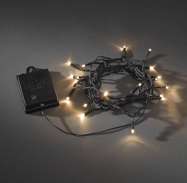 Konstsmide LED Lichterkette für Außen mit Lichtsensor und Timer in Schwarz und Warmweiß - Bild 1