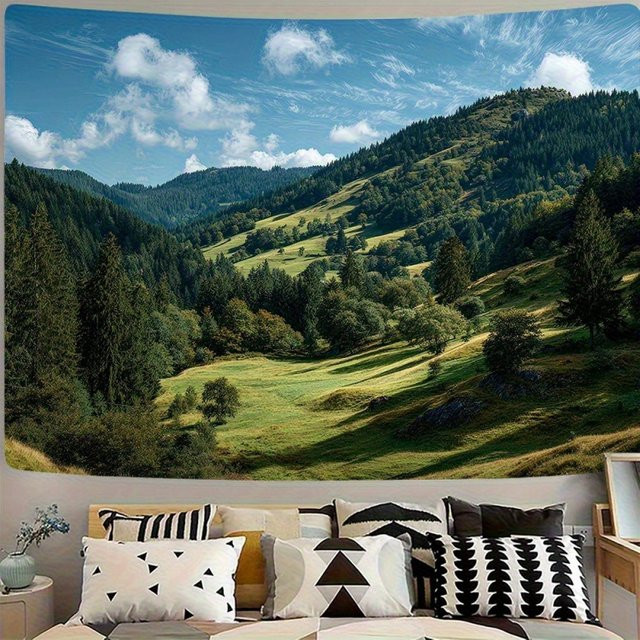 VIKAMA Wandteppich mit Naturlandschaft und Bergen in Multicolour, Boho Wanddeko für Wohnzimmer und Schlafzimmer, B/H: 60 x 40 cm - Bild 1
