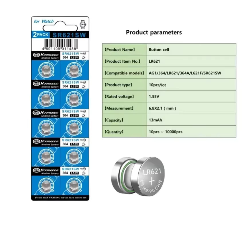 UKGF AG1 SR621SW Knopfzellenbatterien Silberoxid 1,55 V für Uhren - Bild 2