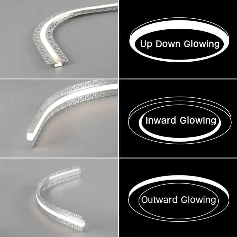 Khelse LED-Aluminiumprofil, biegbar und besatzlos, Farbe: Silber, modernes Design für Wand, Boden und Decke mit weicher Abdeckung - Bild 4
