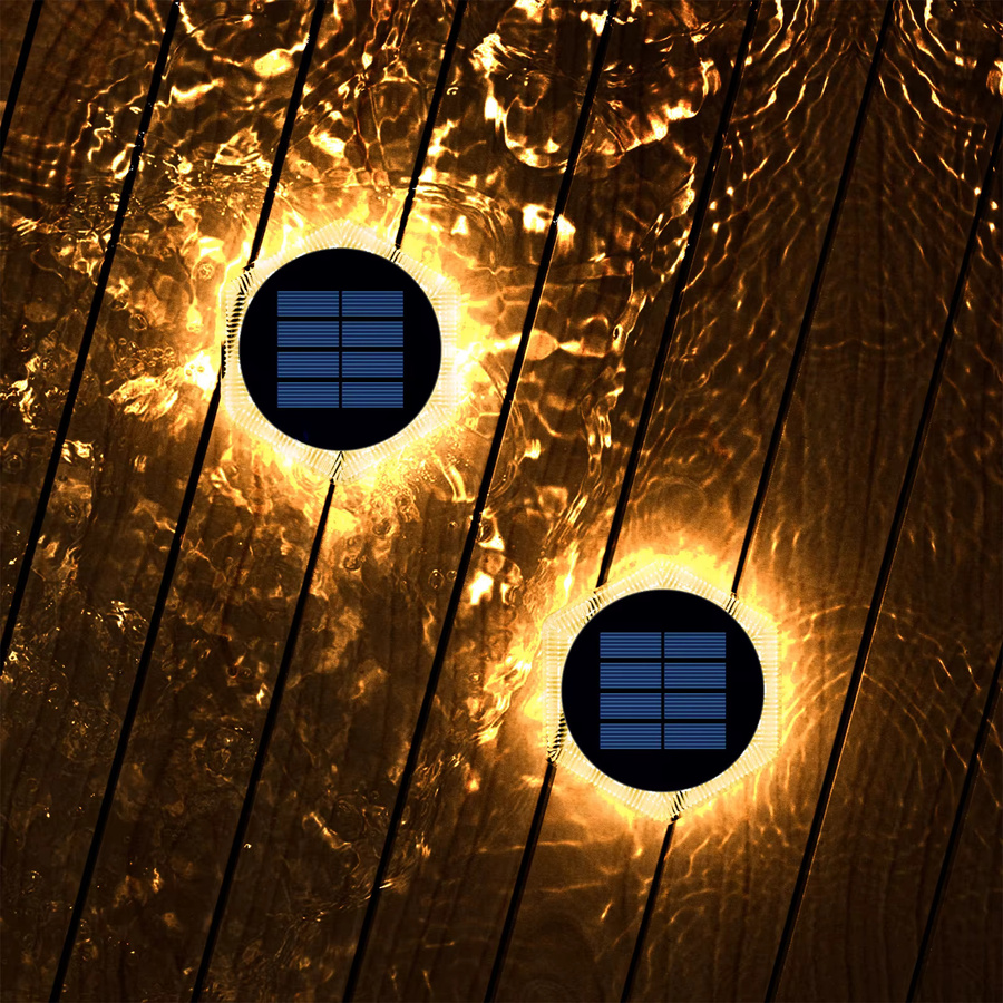 Yilaie Solar-Terrassenleuchten 4er-Pack LED-Stufenleuchten IP68 wasserdicht für Garten, Terrasse und Treppen in Warmweiß - Bild 4