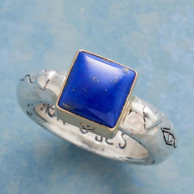 YoYo Ring Silber, Lapislazuli, Unisex, Vintage - Bild 1