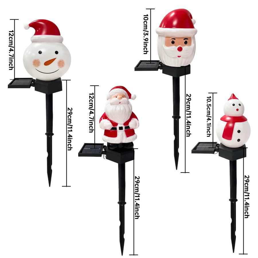 Peach Forest Solar Gartenstecker Weihnachten Santa Claus und Schneemann Wasserdicht für Außenbereich, Mehrfarbig - Bild 3