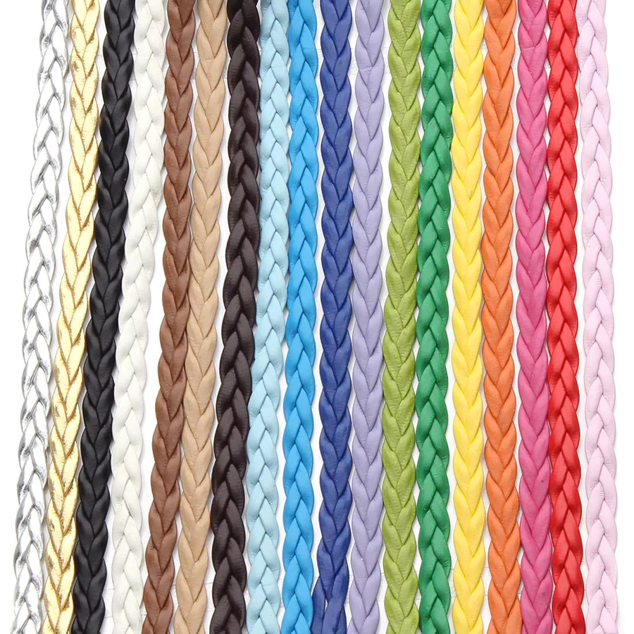 louleur PU-Lederband, geflochten, 5mm, bunte flache Schnur, Unisex - Bild 4