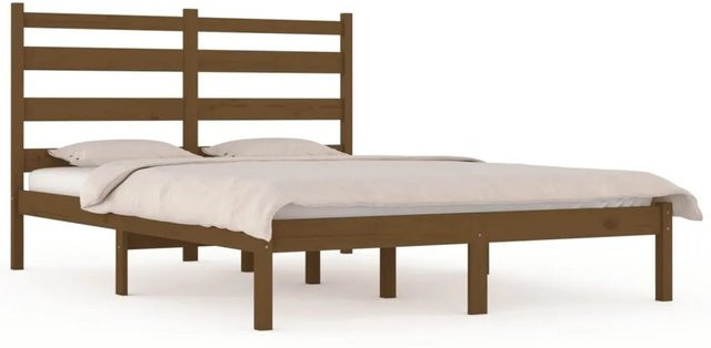 vidaXL Massivholzbett aus Kiefer in Honigbraun, B/T: 200 x 200 cm - Bild 1