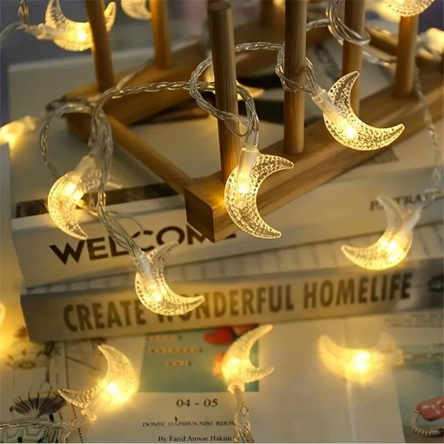 Peach Forest LED Ramadan Mond Lichterkette Batteriebetrieben für Dekoration im Haus und Garten - Bild 1