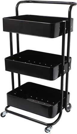 ECHTWERK Servierwagen aus Eisen mit 3 Ebenen und Rollen, schwarz, B/T/H: 43 x 32 x 86 cm