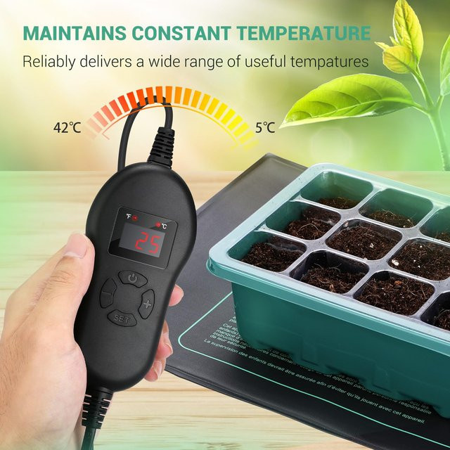 Lerway 30 W Pflanzenwachstums-Heizmatte mit Temperaturregler, IP67 wasserdichtes Heizkissen für Sämlinge und Aquarien - Bild 1