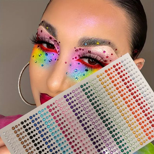 Make-up-Diamant-Aufkleber, bunt, glänzend, Unisex - Bild 1