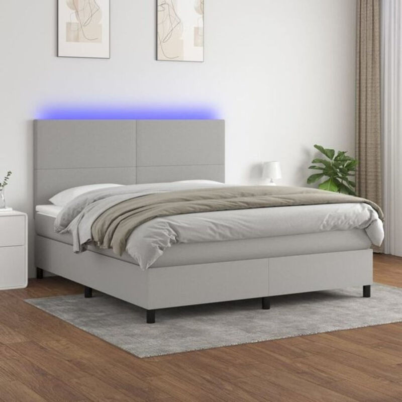 Vidaxl Boxspringbett mit Matratze in Grau und Weiß aus Stoff, B/T/H: 160 x 200 x 118 cm - Bild 1