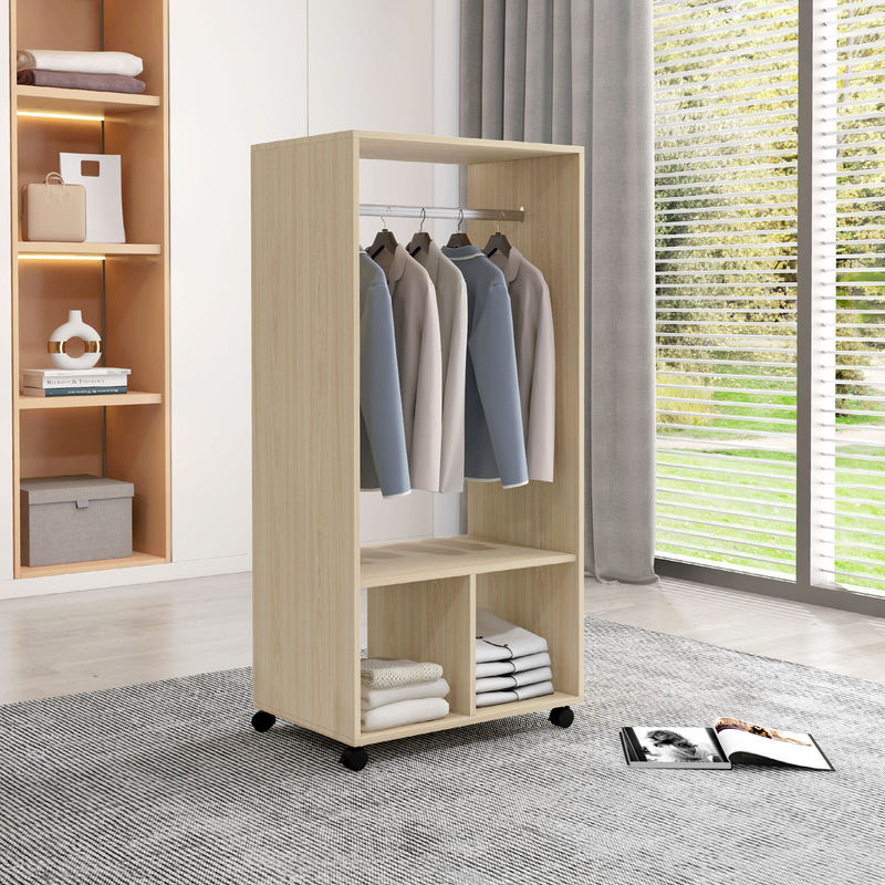 HOMCOM Kleiderschrank mit Kleiderstange und Regalfächern in Naturholz, B/T/H: 40 x 60 x 128 cm - Bild 2