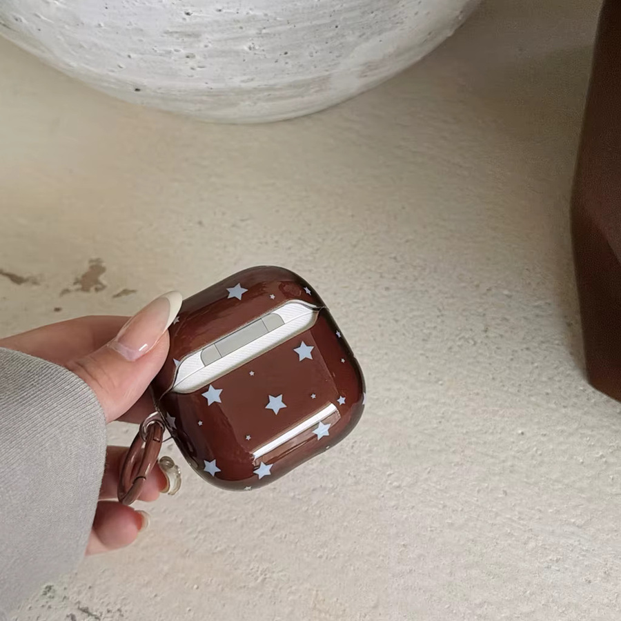 Retro Braune Halbtransparente Hülle mit Blauem Sternenmuster für Samsung Galaxy Buds4 Pro 3 Pro 2 FE Live Core - Bild 4