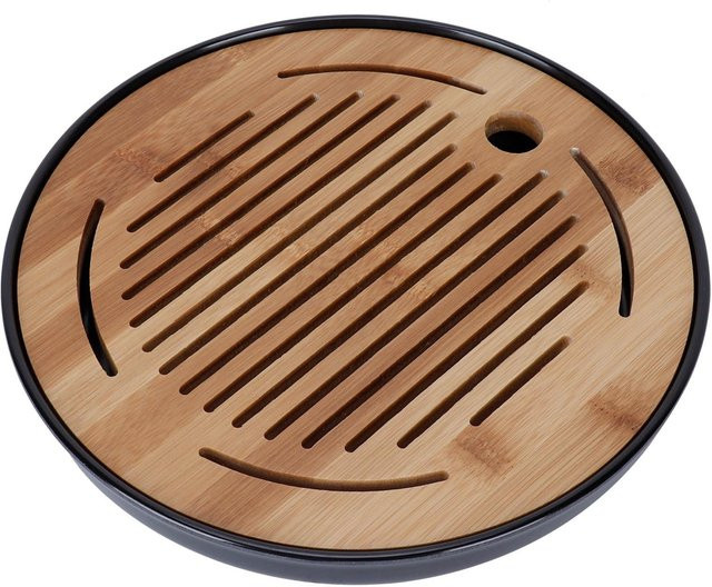 Rundes Tee-Tablett aus Bambus von mfySpace in Braun, Durchmesser: 25,4 cm - Bild 1