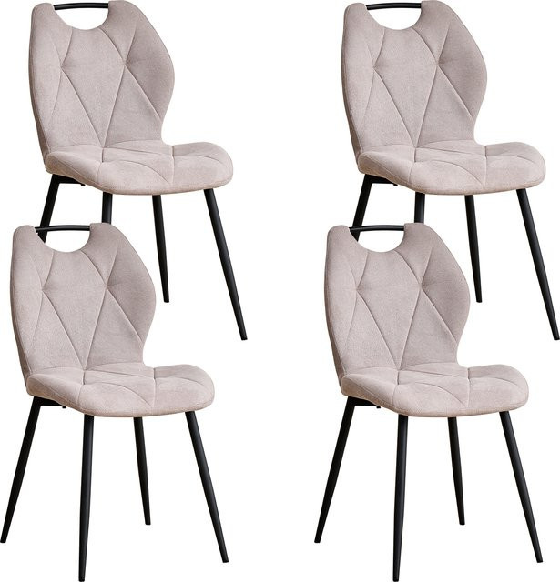 GrandCA HOME Esszimmerstuhl-Set im nordischen Stil aus Samt mit Metallbeinen, erhältlich in Beige, Braun, Grau oder Schwarz - Bild 1