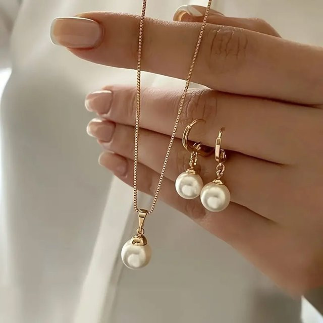 DAIPAN Schmuck-Set, Perle, Gold, Damen - Bild 1