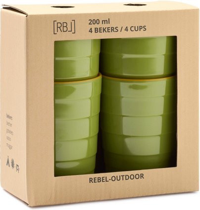 RBL rebel outdoor Becher 4er Set aus Melamin in Grün, 200 ml pro Becher - Bild 1