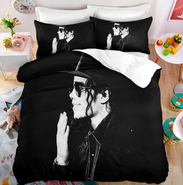 Yiran Home Michael Jackson Bettwäsche-Set mit Motiv, Farbe Schwarz, B/H: 135 x 200 cm - Bild 1