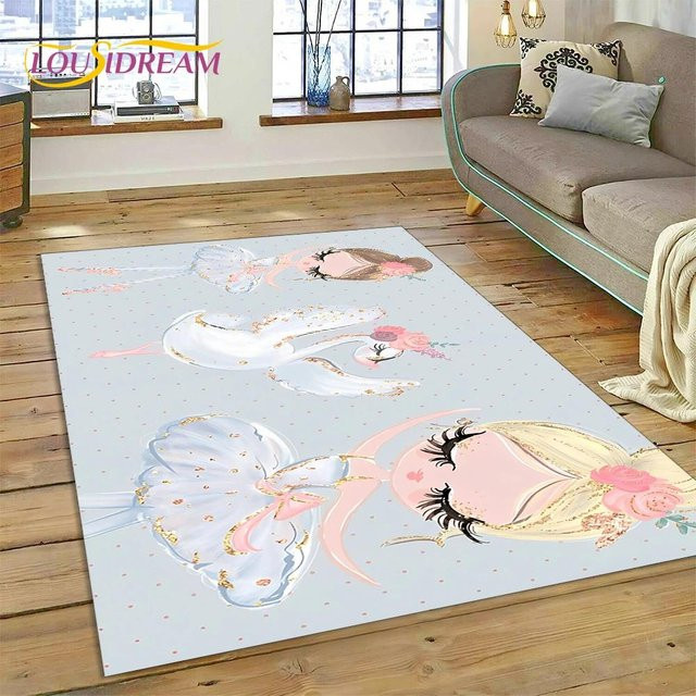 JGJG Ballerina Fee Teppich für Kinderzimmer und Wohnzimmer, Blau, B/T: 60 x 40 cm - Bild 1
