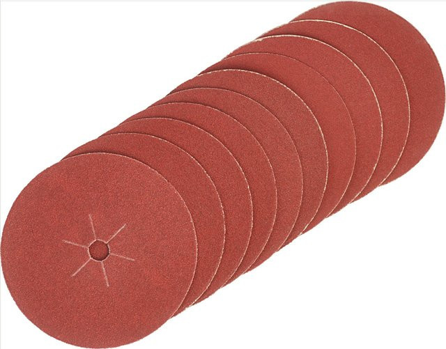 LUX-TOOLS Schleifscheiben-Set für Bohrmaschinen, 125 mm, Fein, Rot, für Holz und Metall - Bild 1