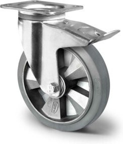 CASCOO Lenkrolle Serie BAF2 mit Totalfeststeller und Doppelkugellager, Durchmesser: 160 mm, Farbe: Silber, Material: Stahl und Aluminium, verzinkt - Bild 1