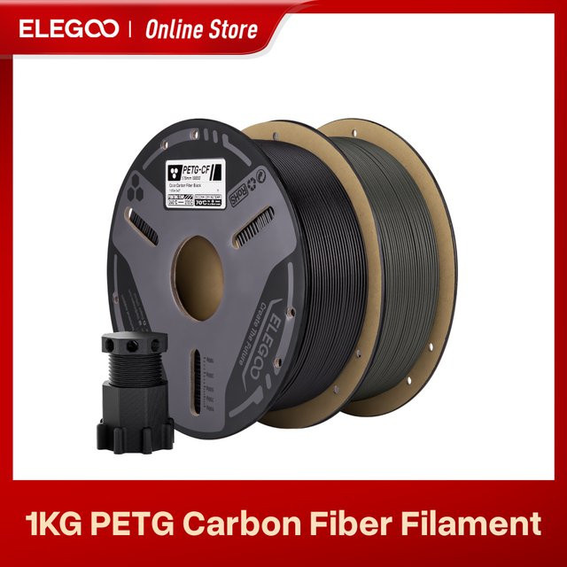 ELEGOO PETG-CF Carbonfaser PETG Filament Grau 1,75 mm 1 kg Hochfestes und starres FDM 3D-Druckfilament - Bild 1