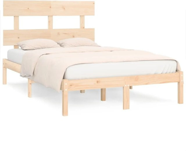 vidaXL Massivholzbett aus Kiefernholz in Braun mit rustikaler Optik, B/T/H: 120 x 190 x 81 cm - Bild 1