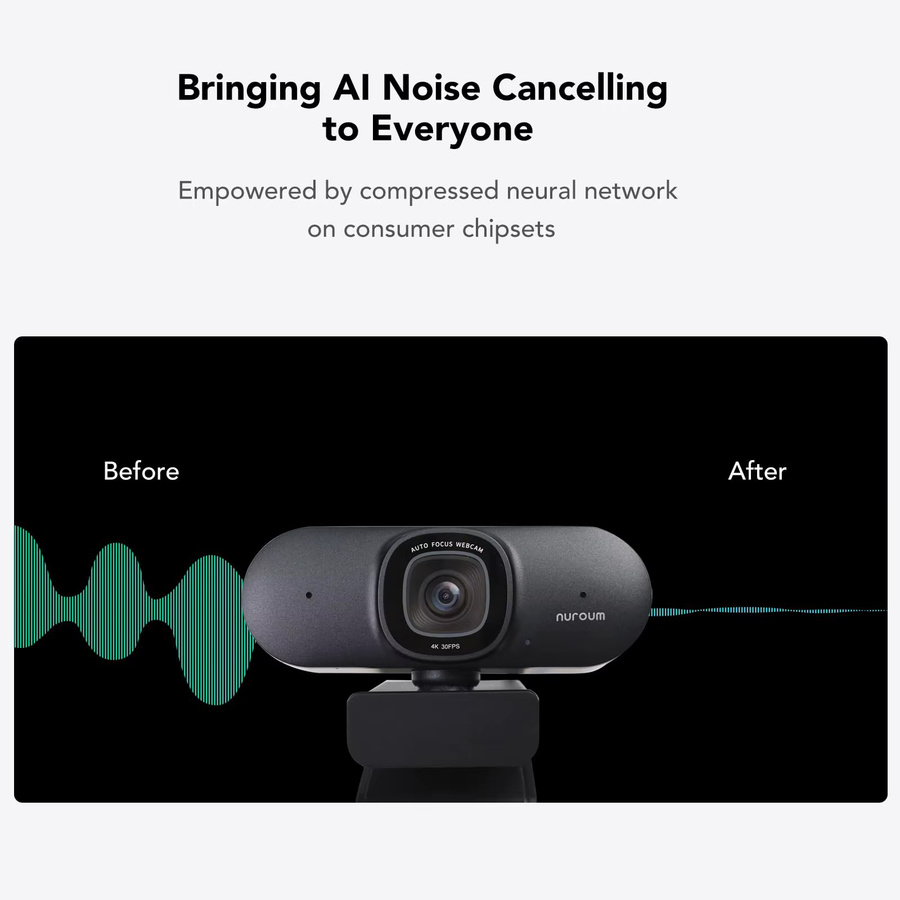 Nuroum 4K UHD Webcam in Schwarz mit USB-Anschluss und KI-Geräuschunterdrückung für Videoanrufe und Live-Streaming - Bild 2