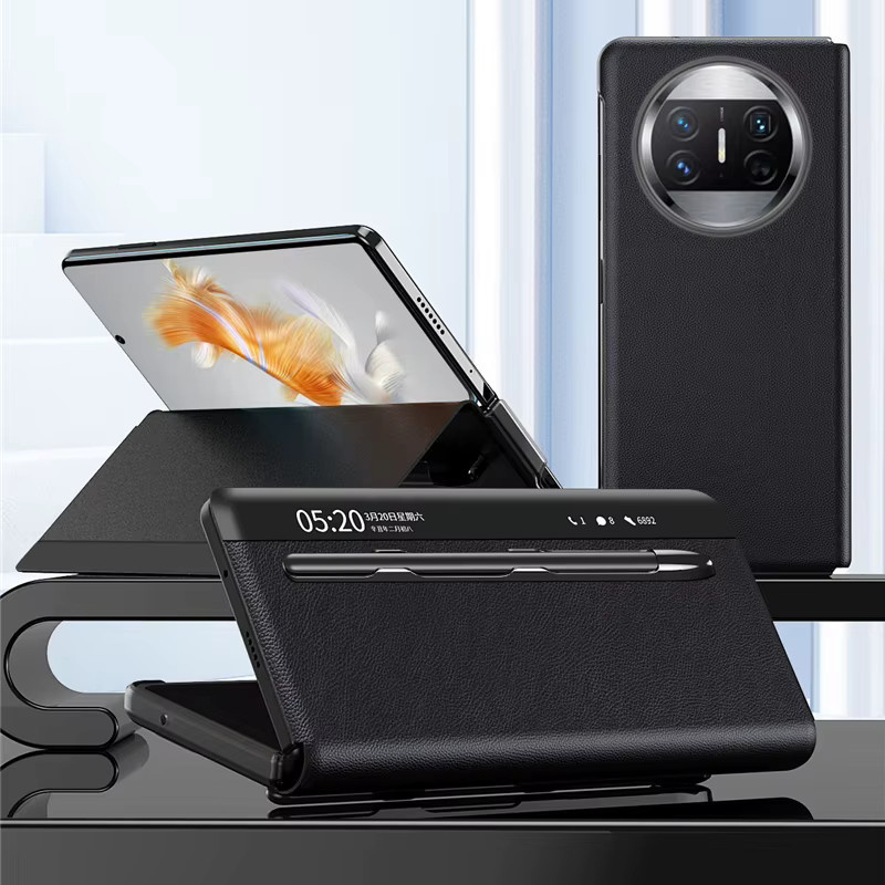 Smart View Leder-Schutzhülle für Huawei Mate X3 und Mate X5 mit Touch Pen Slot in Schwarz - Bild 5