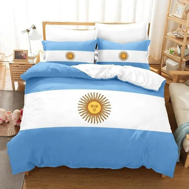Bettwäscheset Argentinische Flagge mit 3D-Druck von Binchi Outdoor Product, Blau, B/H: 140 x 210 cm - Bild 1