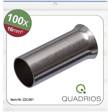 Quadrios 22C481 Aderendhülse 16mm² Unisoliert in Silber und Kupfer, 100 Stück - Bild 1