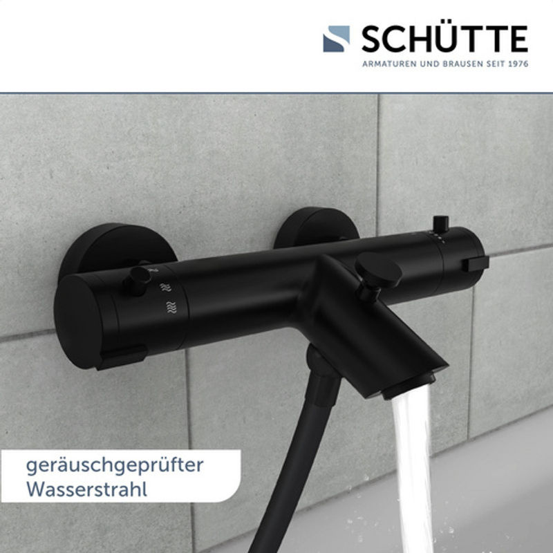 SCHÜTTE Thermostat Badewannenarmatur London Wandmontage Schwarz Matt mit Wassersparfunktion - Bild 7