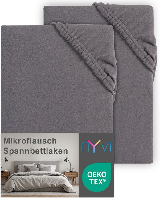 NYVI DreamScience Mikroflausch Spannbettlaken 2er Pack, Anthrazit, B/T: 180 x 200 cm und 200 x 200 cm - Bild 1