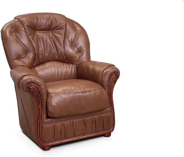 Vente-unique Sessel Daphne mit gerader Rückenlehne aus Büffelleder in Schokobraun, Höhe: 83 cm - Bild 1