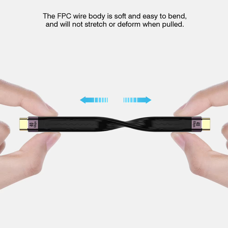 Byscoon USB 4 auf Typ C Schnellladekabel, FPC Flachkabel mit 40 Gbit/s Datenübertragung und 8K/4K Unterstützung, Schwarz - Bild 6