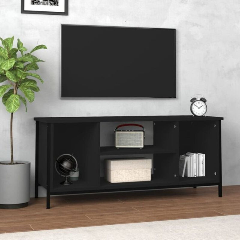 Vidaxl TV-Schrank Modern in Schwarz aus Holzwerkstoff und Stahl, B/T/H: 102 x 35 x 45 cm - Bild 1