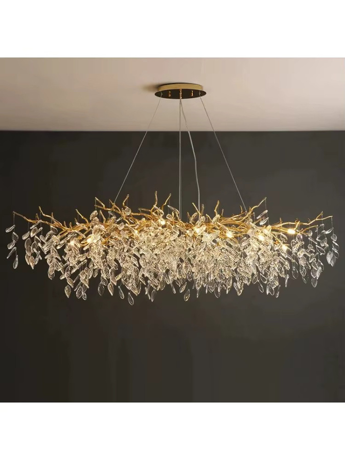 YongYing Lumin LED-Pendelleuchte aus Kristall und Metall in Gold oder Silber für Esszimmer und Schlafzimmer - Bild 6