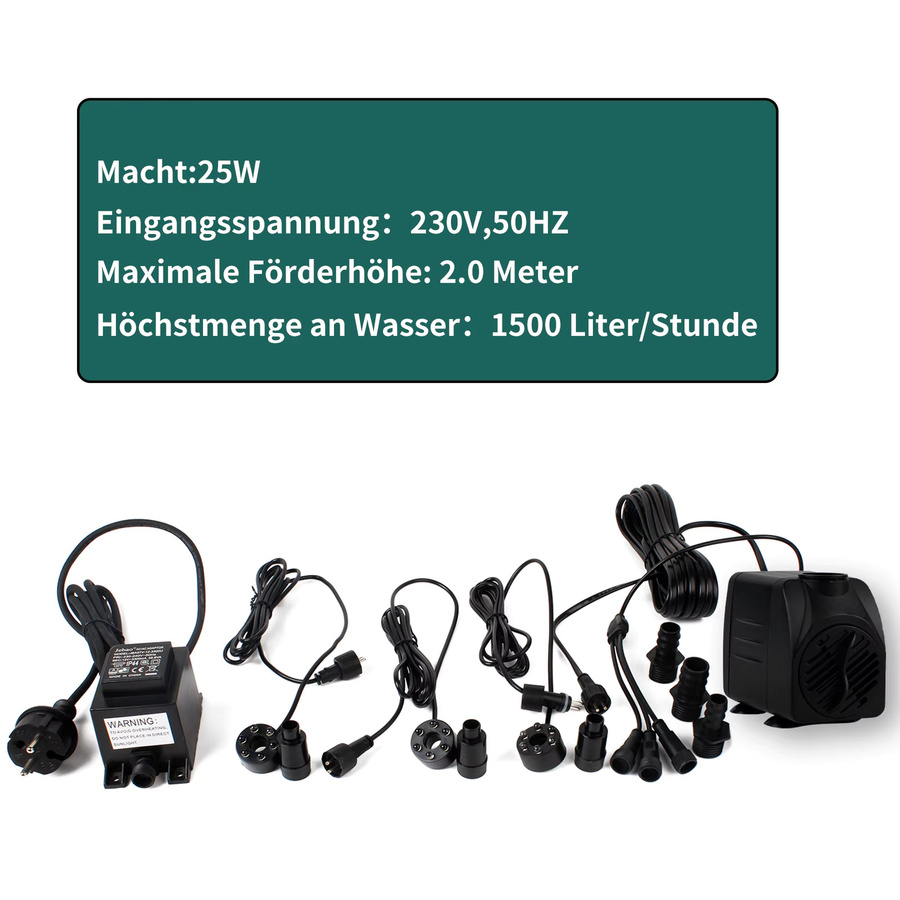 Forever Speed Springbrunnenpumpe mit LED-Ring in Weiß und 1500 l/h Förderleistung - Bild 4