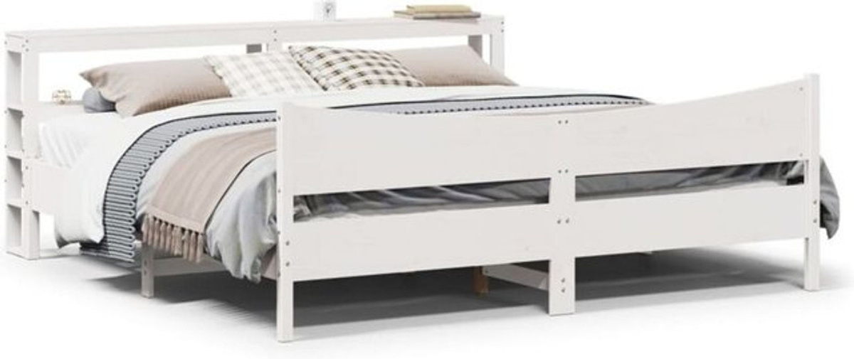 Massivholzbett mit Kopfteil Vidaxl aus Kiefer in Weiß B: 180 cm, L: 200 cm - Bild 1