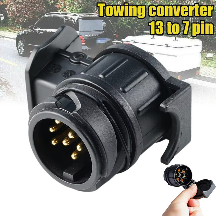Europäischer Anhänger Adapter von 13 auf 7 Pin Stecker für Lkw und Wohnmobile in Schwarz - Bild 3