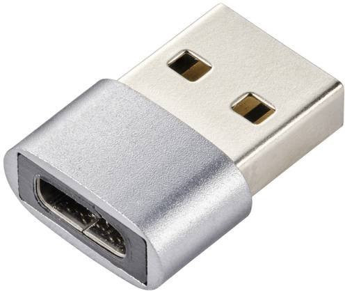 Renkforce USB 2.0 Adapter mit USB-A Stecker und USB-C Buchse in Silber - Bild 1