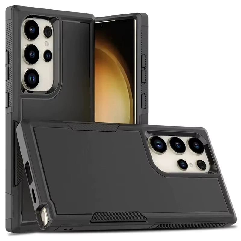 Stoßfeste Handyhülle für Samsung Galaxy S26 S25 S24 S23 Ultra S22 Plus S21 FE in Schwarz und Grün mit Anti-Drop Schutz und rutschfestem Stoßfänger-Design - Bild 2