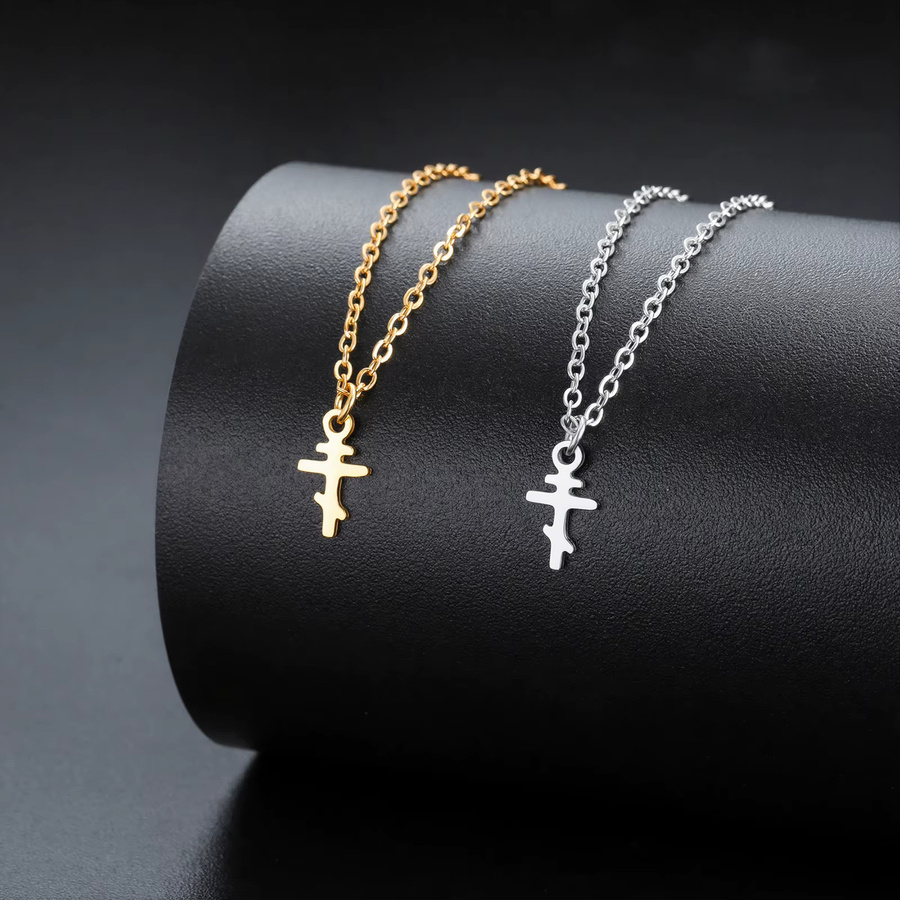 Unift Halskette mit Kreuz-Anhänger, Edelstahl, Gold, Unisex - Bild 4