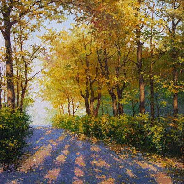 FIYO Diamant Painting Früher Morgen Baumlandschaft in Weiß und Multicolour, 3D Motiv mit runden Wasser Diamanten, B/B/H: 30 x 30 x 30 cm - Bild 1