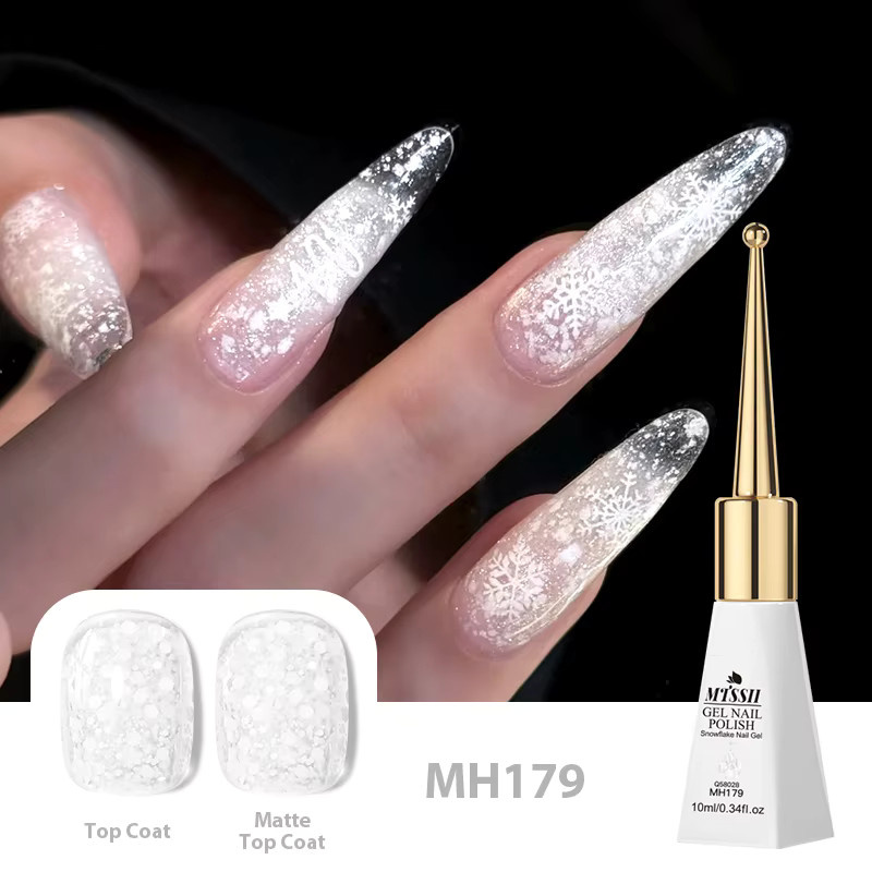 MTSSII Nagellack, Schneeweißer Glitzer-Gel, 10 ml, Schimmernd - Bild 2
