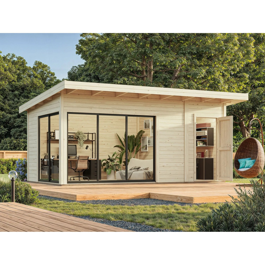 Palmako Gartenhaus Andrea mit Pultdach aus Fichtenholz in Natur, B x T: 530 x 300 cm - Bild 2