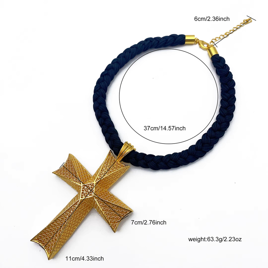 XUHUANG Anhänger Kreuz, Goldfarbe, Schwarz, Unisex - Bild 2